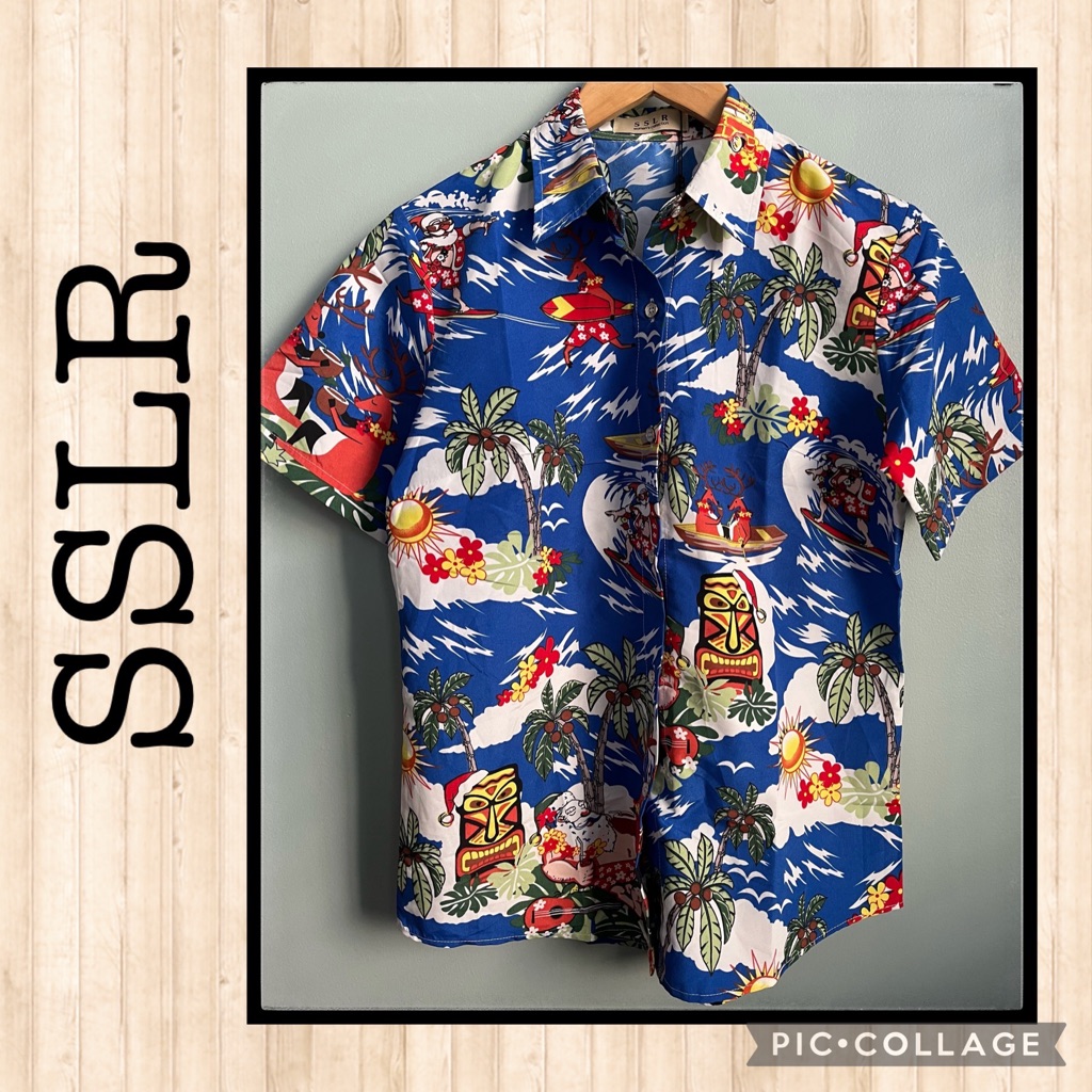 Nwt Sslr Christmas Print Hawaiian Shirt Size S